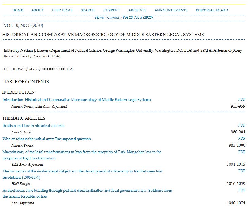 Table of Contents of OSLS 10(5)